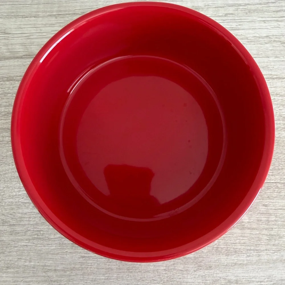 Rae Dunn Artisan Collection by Magenta Red Ceramic Dog Bowl JOY